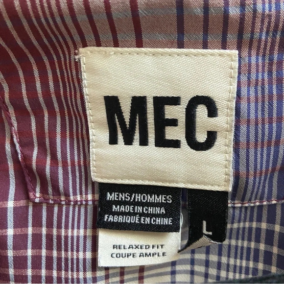 MEC Mountain Equipment Company  Ombre Plaid UV Protection button shirt Sz L - Picture 5 of 9